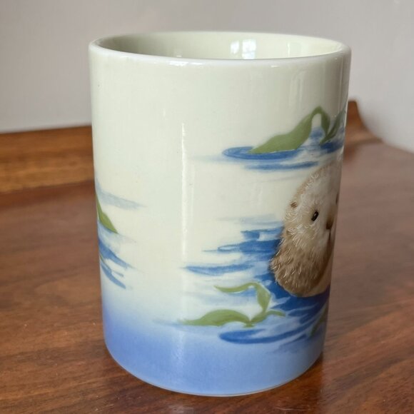 Otagiri Sea Otter Family Mug Urchin Vintage Japan Coffee Cup Wildlife Ocean - Picture 4 of 10